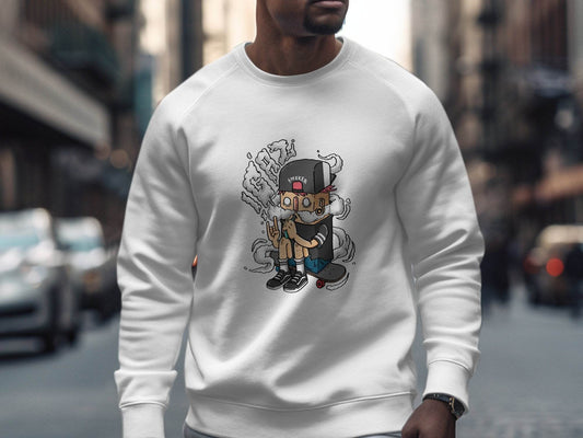 Cartoon Smoker Vaping on Skateboard Urban Style Sweater - Design & Vybe