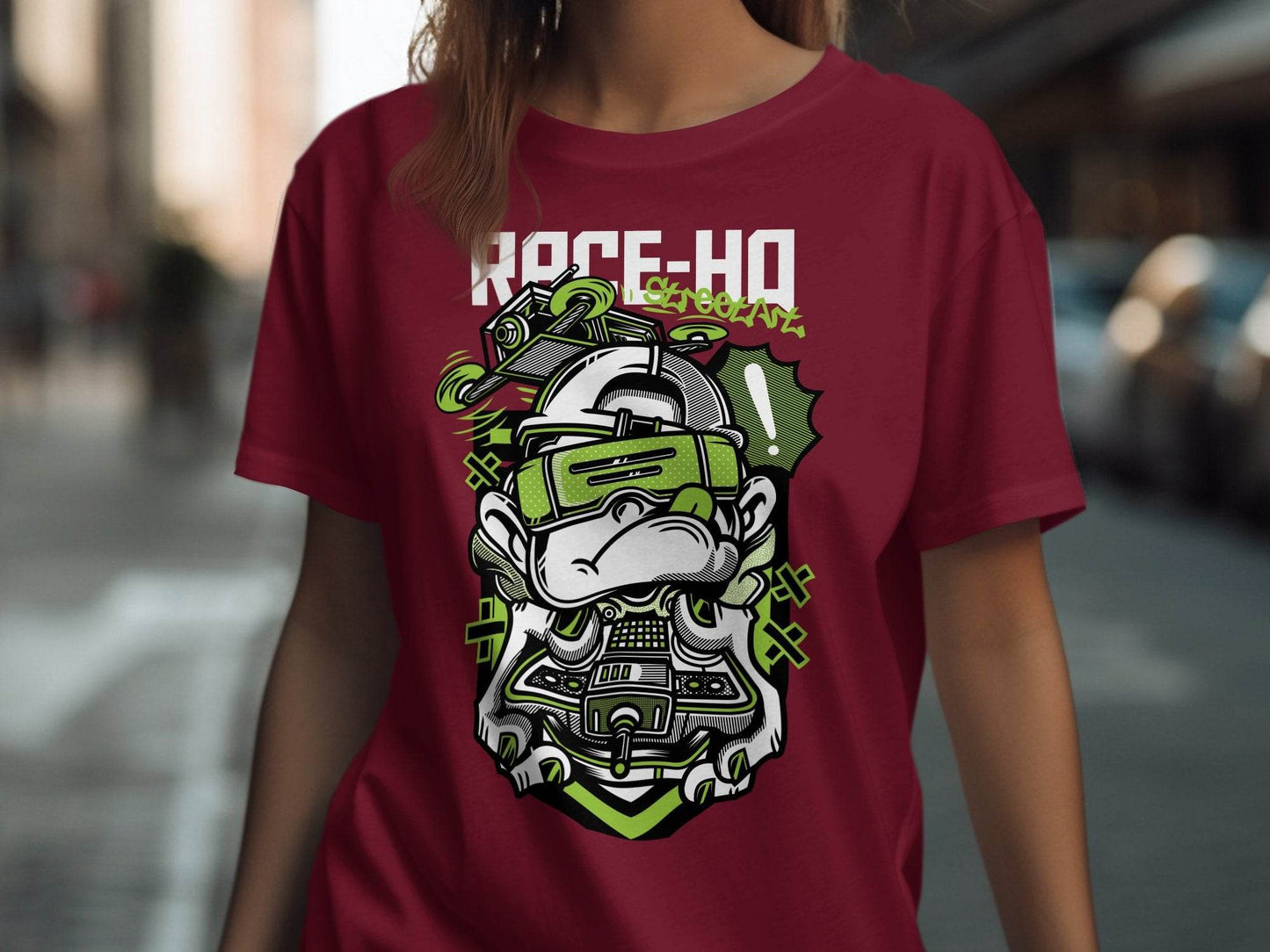 Street Art Monkey with Console Graphics Cool T-Shirt - Design & Vybe