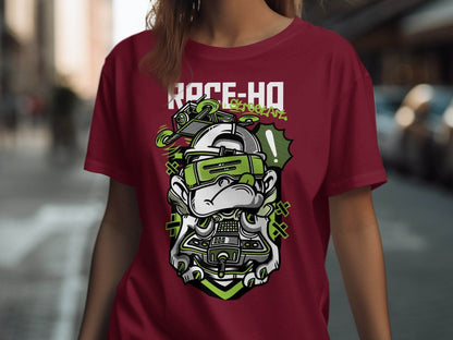 Street Art Monkey with Console Graphics Cool T-Shirt - Design & Vybe