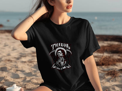 Tribal Design Skull In Hood With Earth Graphic T-Shirt - Design & Vybe
