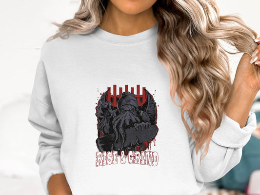 Rise and Grind Skater Monster Graphic Novelty Sweater - Design & Vybe