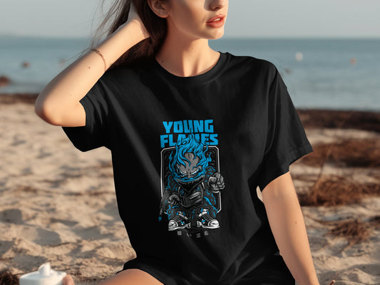 Young Flames Graphic Design Black T-shirt product
