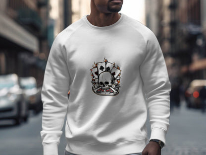 Skull and Gambling Illustration Graphic Design Sweater - Design & Vybe