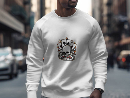Skull and Gambling Illustration Graphic Design Sweater - Design & Vybe