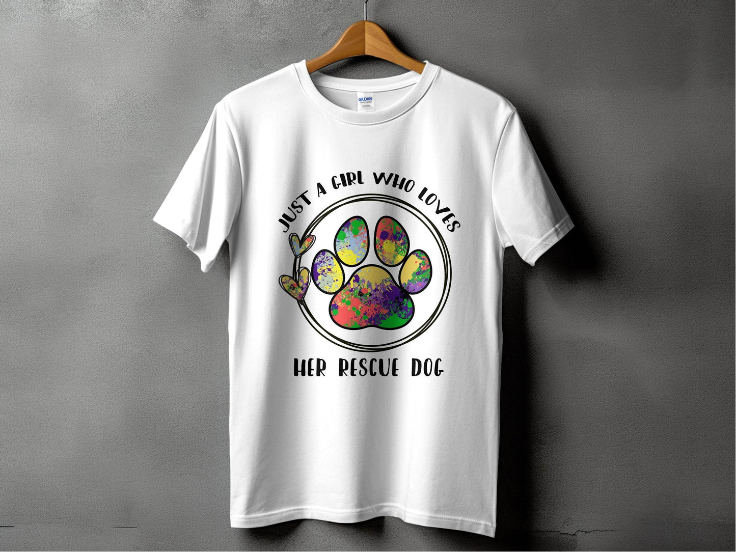 Just a Girl Who Loves Her Rescue Dog Paw Print T-shirt - Design & Vybe