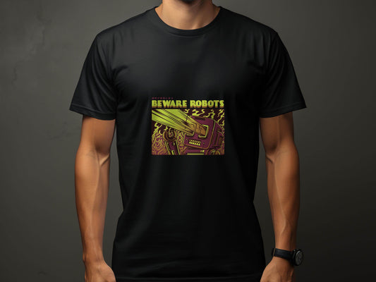 Retro Robot Invasion Graphic Beware Robots T-Shirts - Design & Vybe
