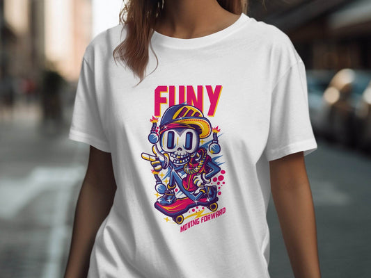 Funny Skull With Bomb On Skateboard Moving Forward T-Shirt - Design & Vybe