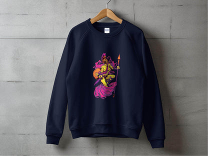 Striking Female Warrior with Spear Graphic Art Sweater - Design & Vybe