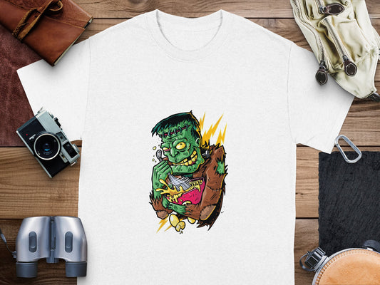 Frankenstein Monster with Guitar Graphic T-Shirt product