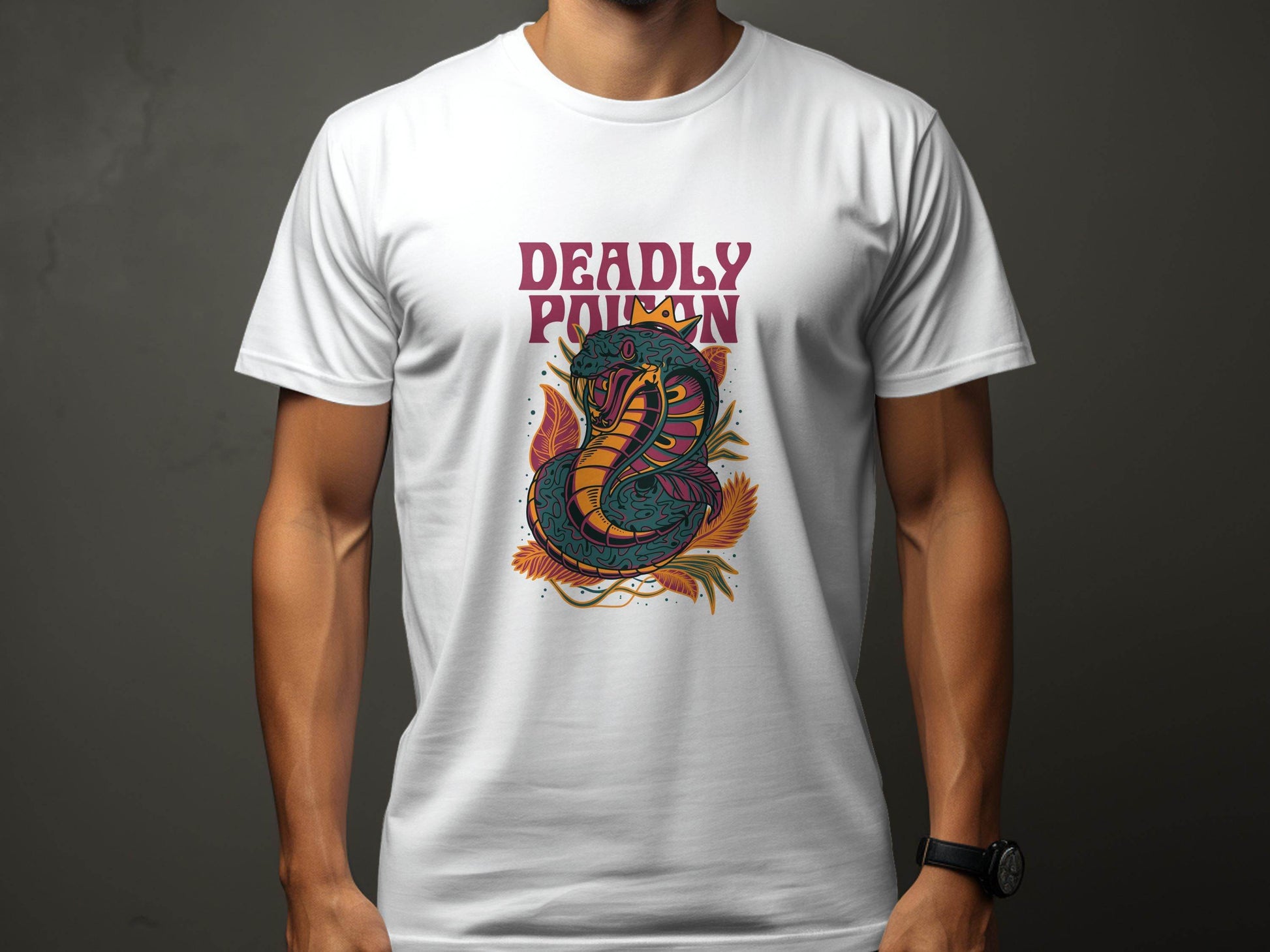 Deadly Poison Snake Art Graphic Novelty Design T-Shirt - Design & Vybe