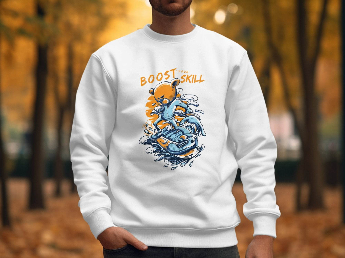 Boost Your Skill Cartoon Bear Design Sweater - Design & Vybe