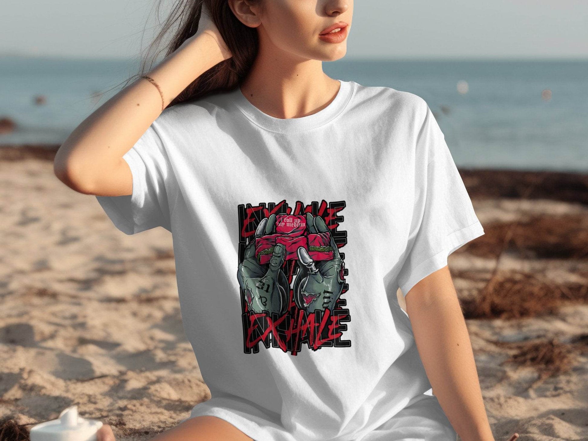 Inhale Exhale I Roll Up My Medicine Graphic Design T-Shirt - Design & Vybe