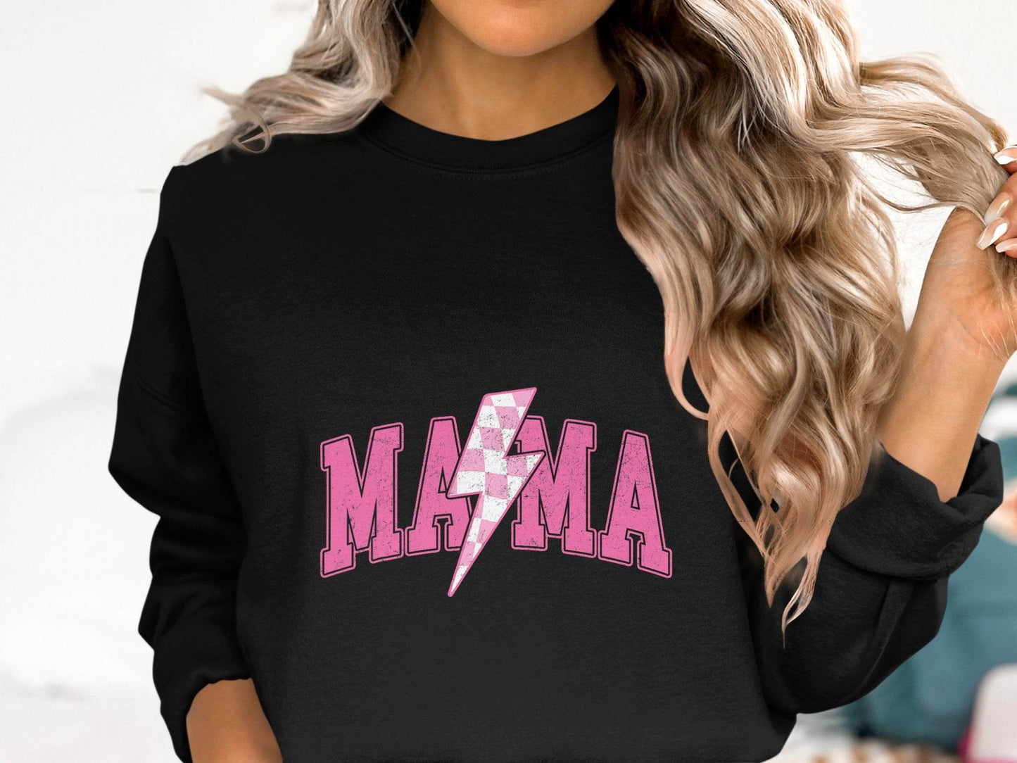 Mama Pink Lightning Bolt Graphic Designs Women Sweater - Design & Vybe