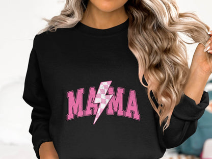 Mama Pink Lightning Bolt Graphic Designs Women Sweater - Design & Vybe