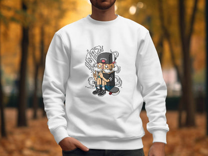 Cartoon Smoker Vaping on Skateboard Urban Style Hoodie - Design & Vybe