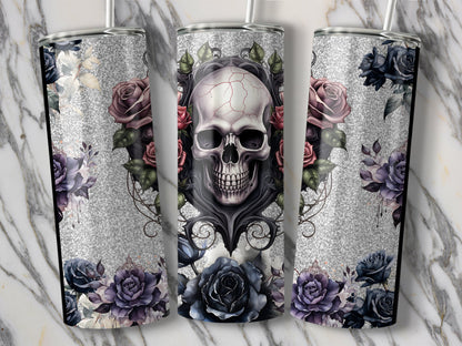Glitter Skull Roses Design Tumbler Drinkware product type