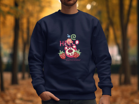 Cute Hello Bear and Strawberries Graphic Sweatshirt Product