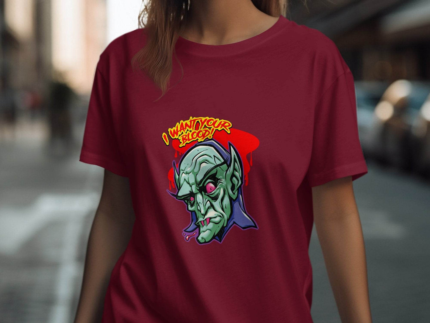 I Want Your Blood Vampire Head Horror Graphic T-Shirt - Design & Vybe