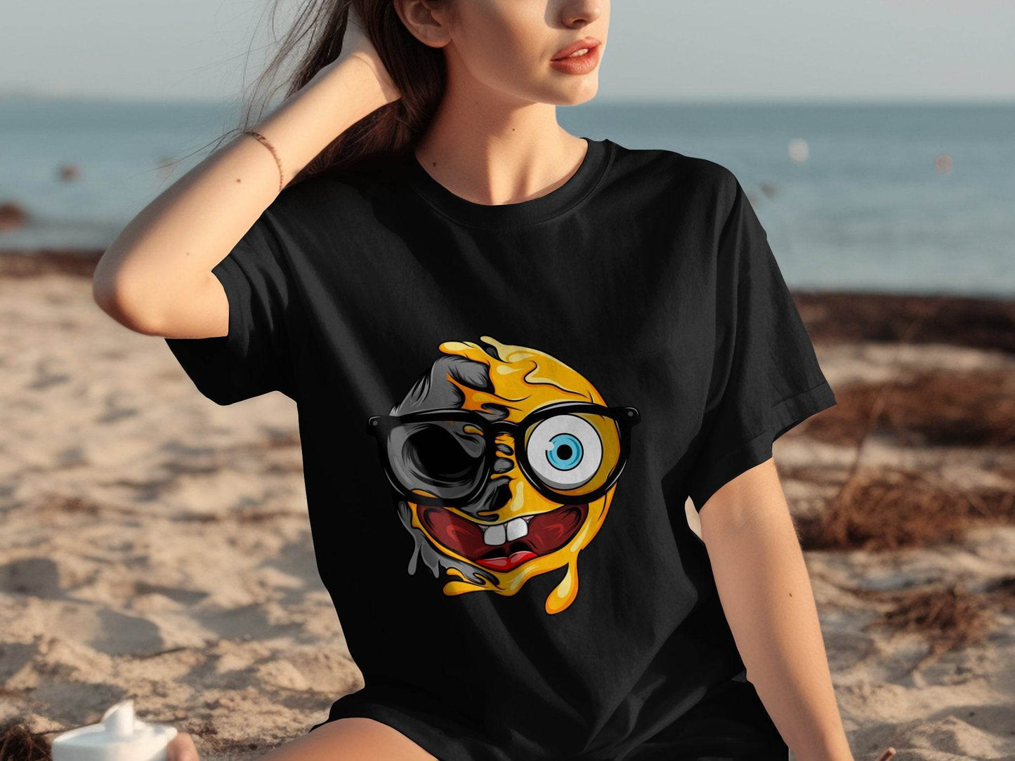 Quirky Smiley Face with Glasses Graphic T-Shirt - Design & Vybe