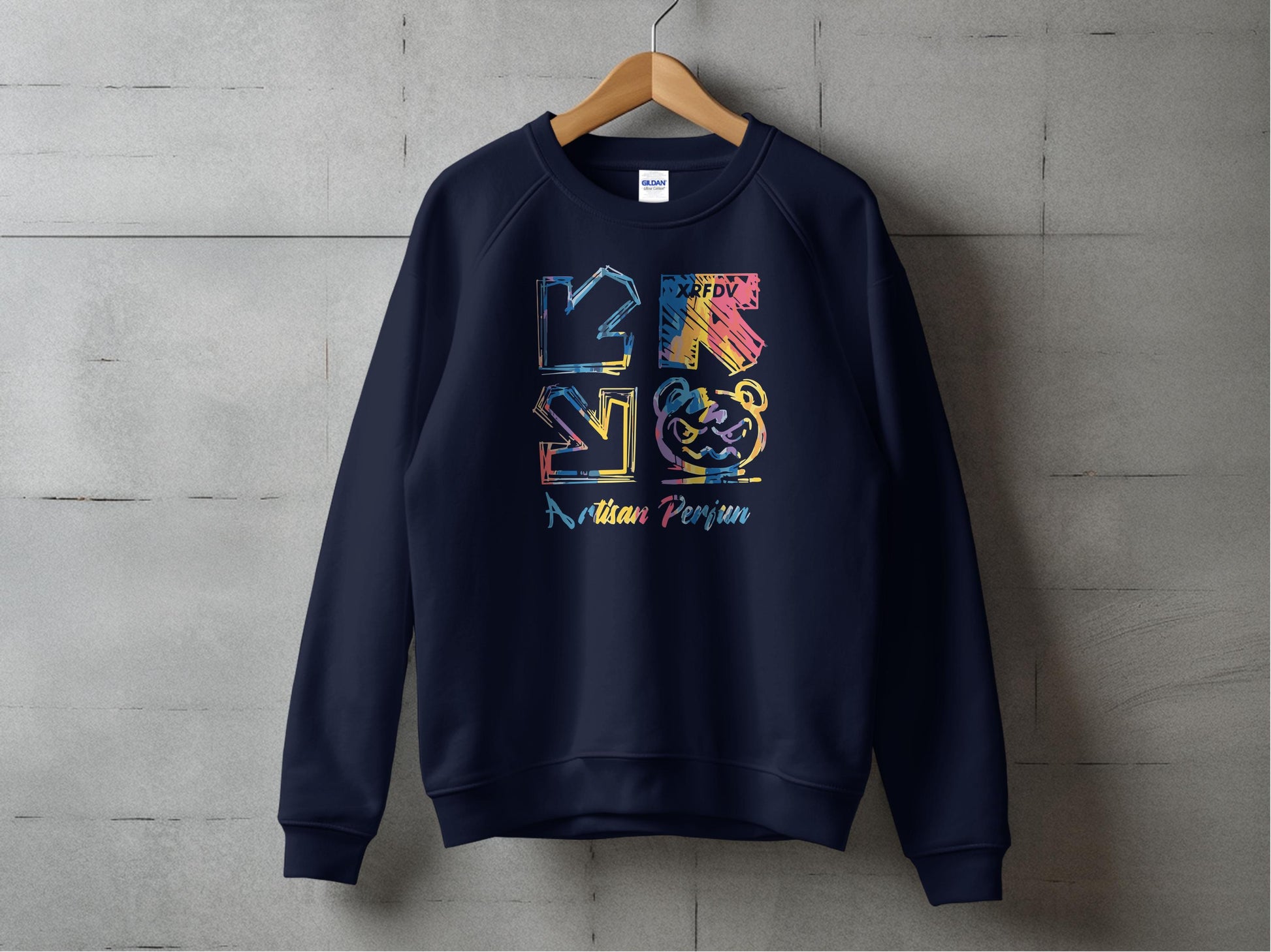 Colorful Bear Graphic Print Dark Blue Product