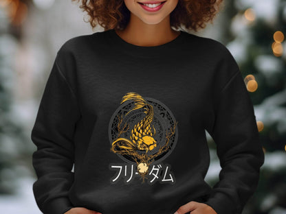 Golden Koi Fish Mandala Japanese Freedom Graphic Hoodie - Design & Vybe