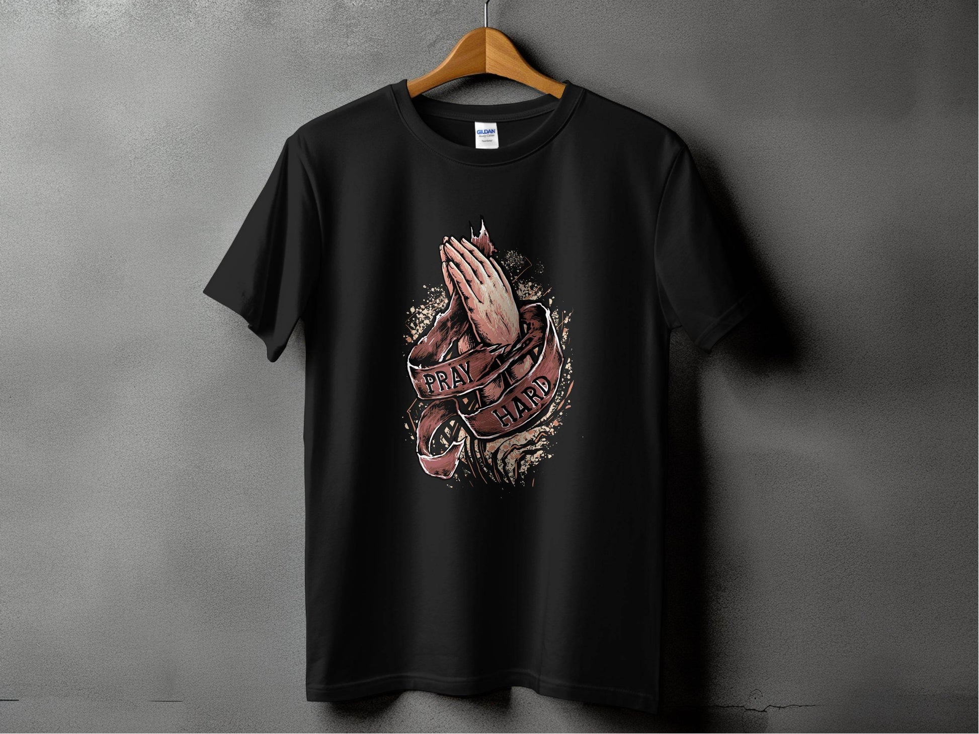 Inspiring Pray Hard Design Prayer Graphic T-Shirt - Design & Vybe