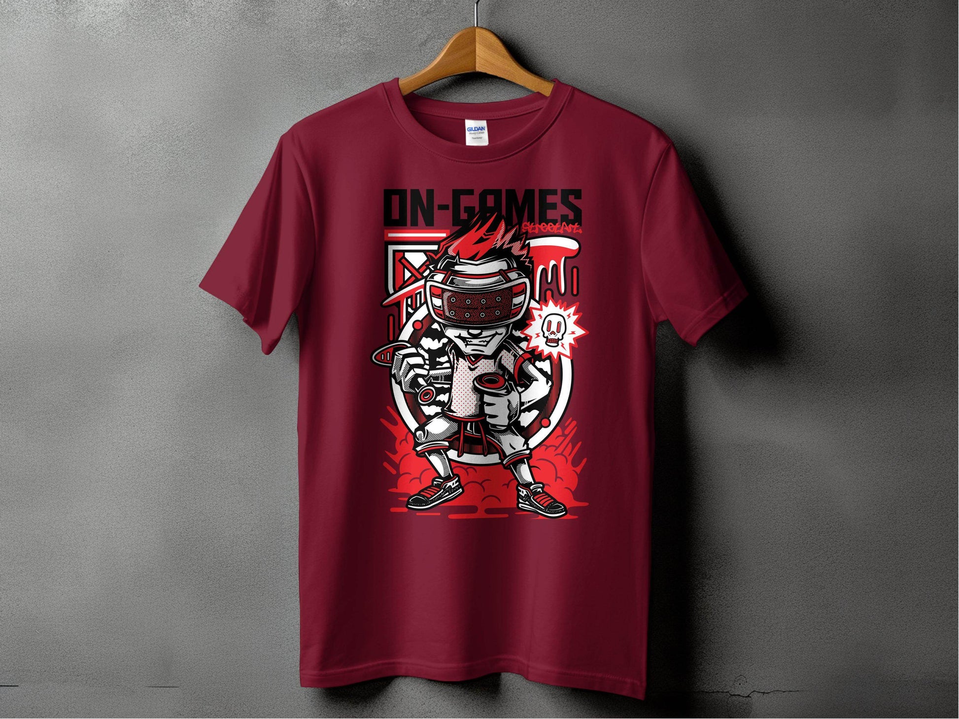 On Games Vr Gaming Schoolart Skull Graphic Design T-Shirt - Design & Vybe