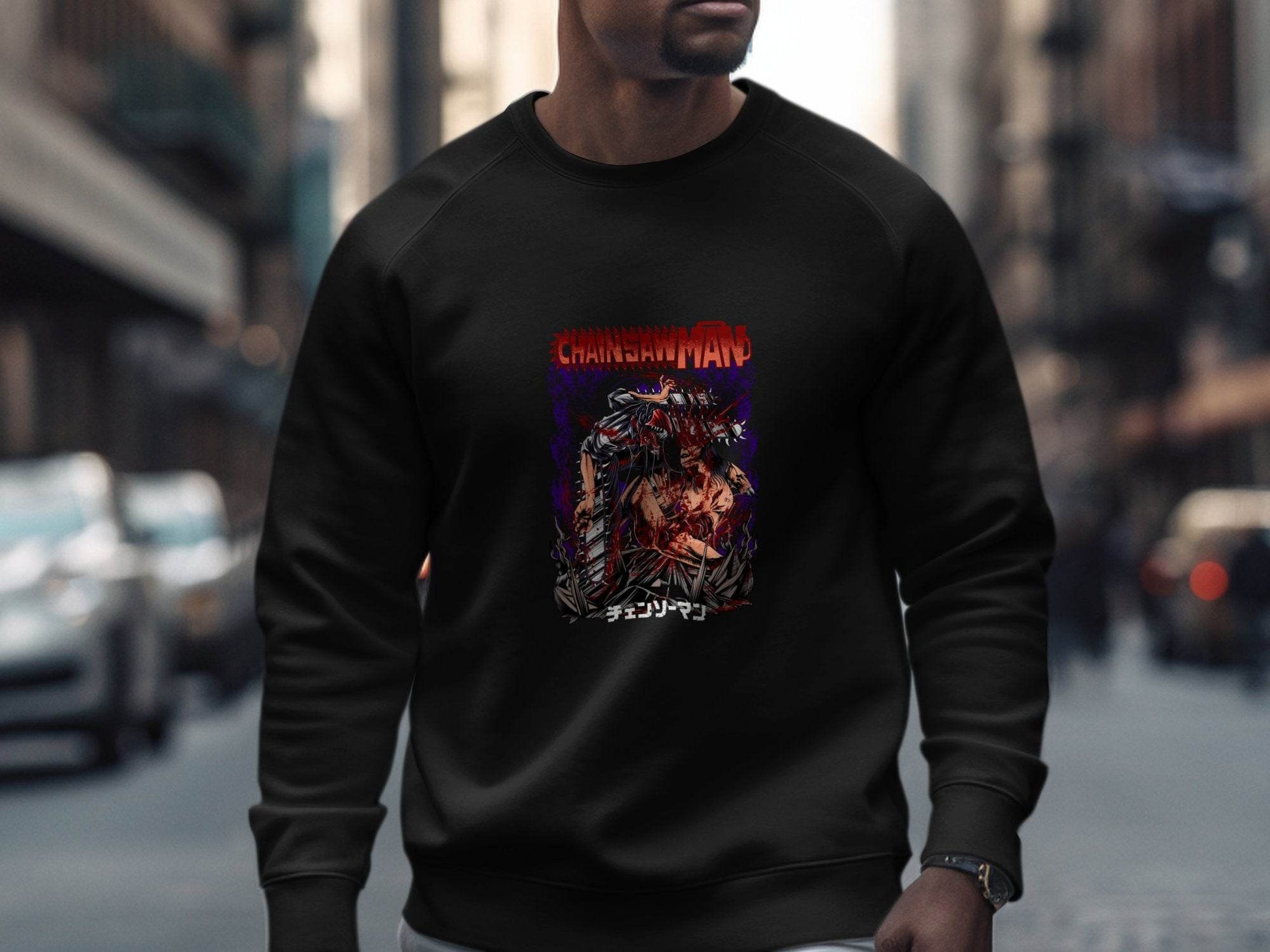 Chainsaw Man Intense Battle Graphic Anime Inspired Sweater - Design & Vybe