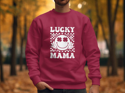 Lucky Mama St Patricks Day Design Smiley Face Sweater - Design & Vybe