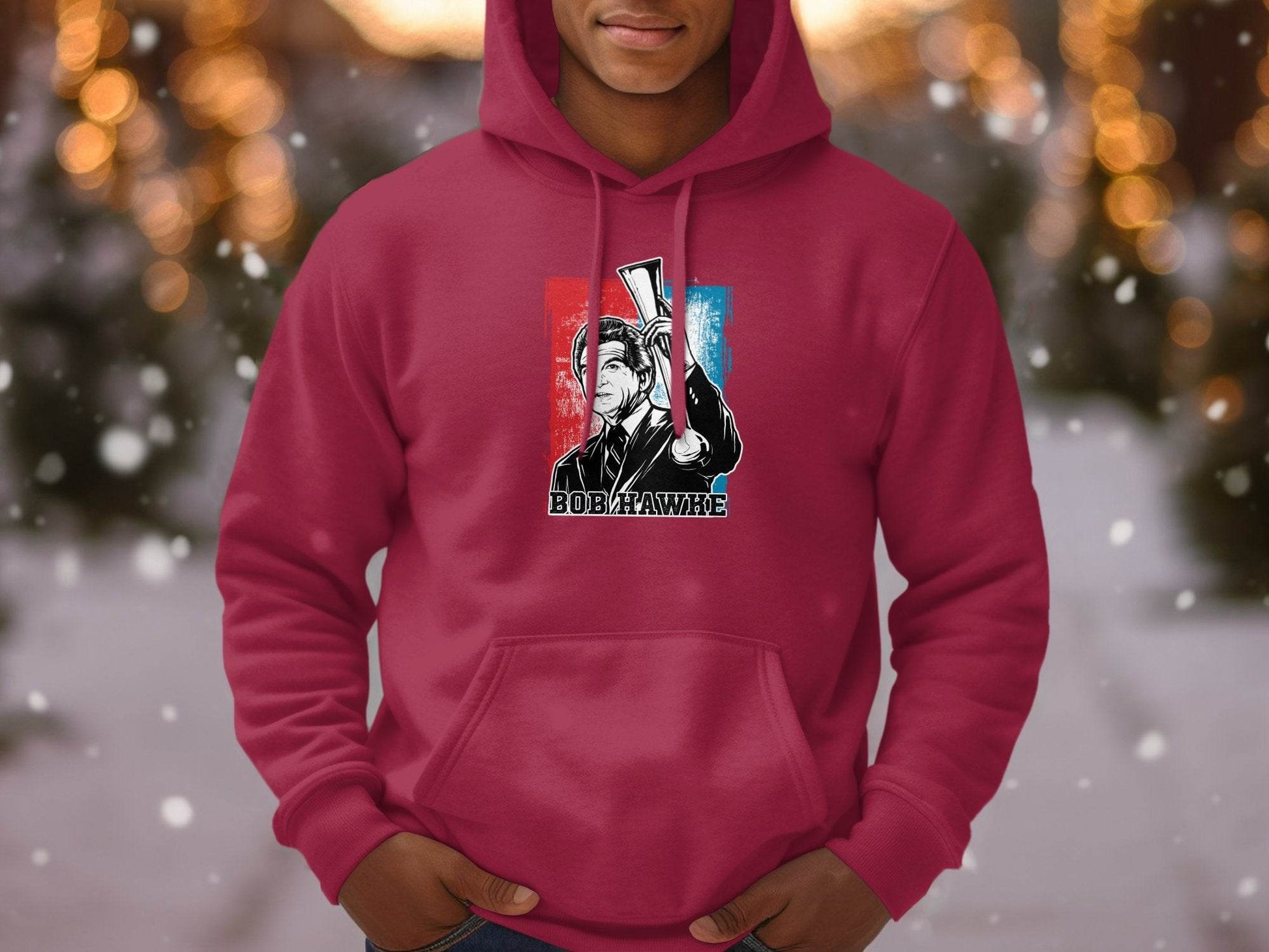 Iconic Bob Hawke Illustration Graphic Print Hoodie - Design & Vybe