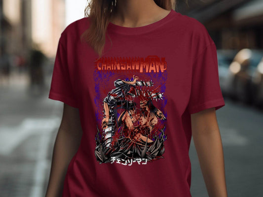 Chainsaw Man Intense Battle Graphic Anime Inspired T-Shirt - Design & Vybe