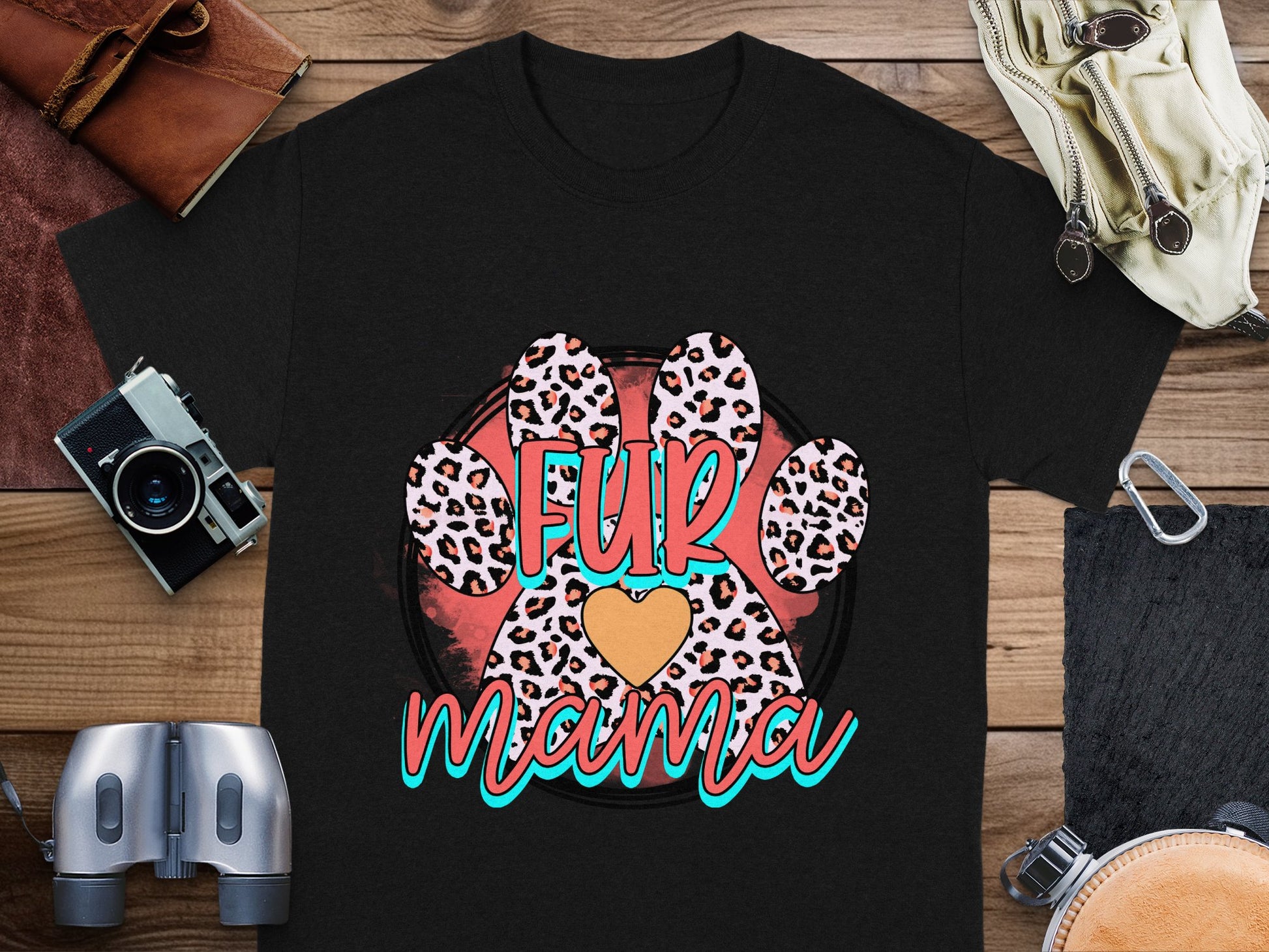 Fur Mama Leopard Print Paw Graphic T-Shirt product