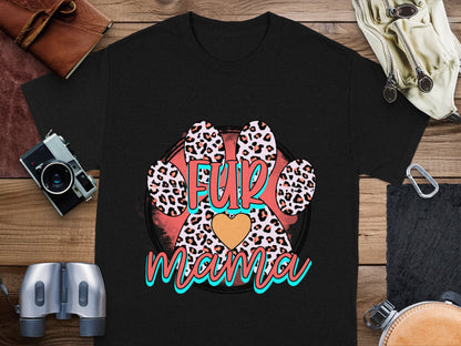 Fur Mama Leopard Print Paw Graphic T-Shirt product
