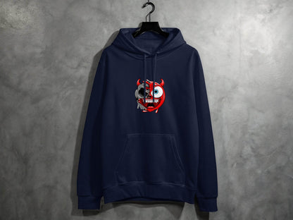 Half Skull Half Devil Smiling Face Design Art Hoodie - Design & Vybe