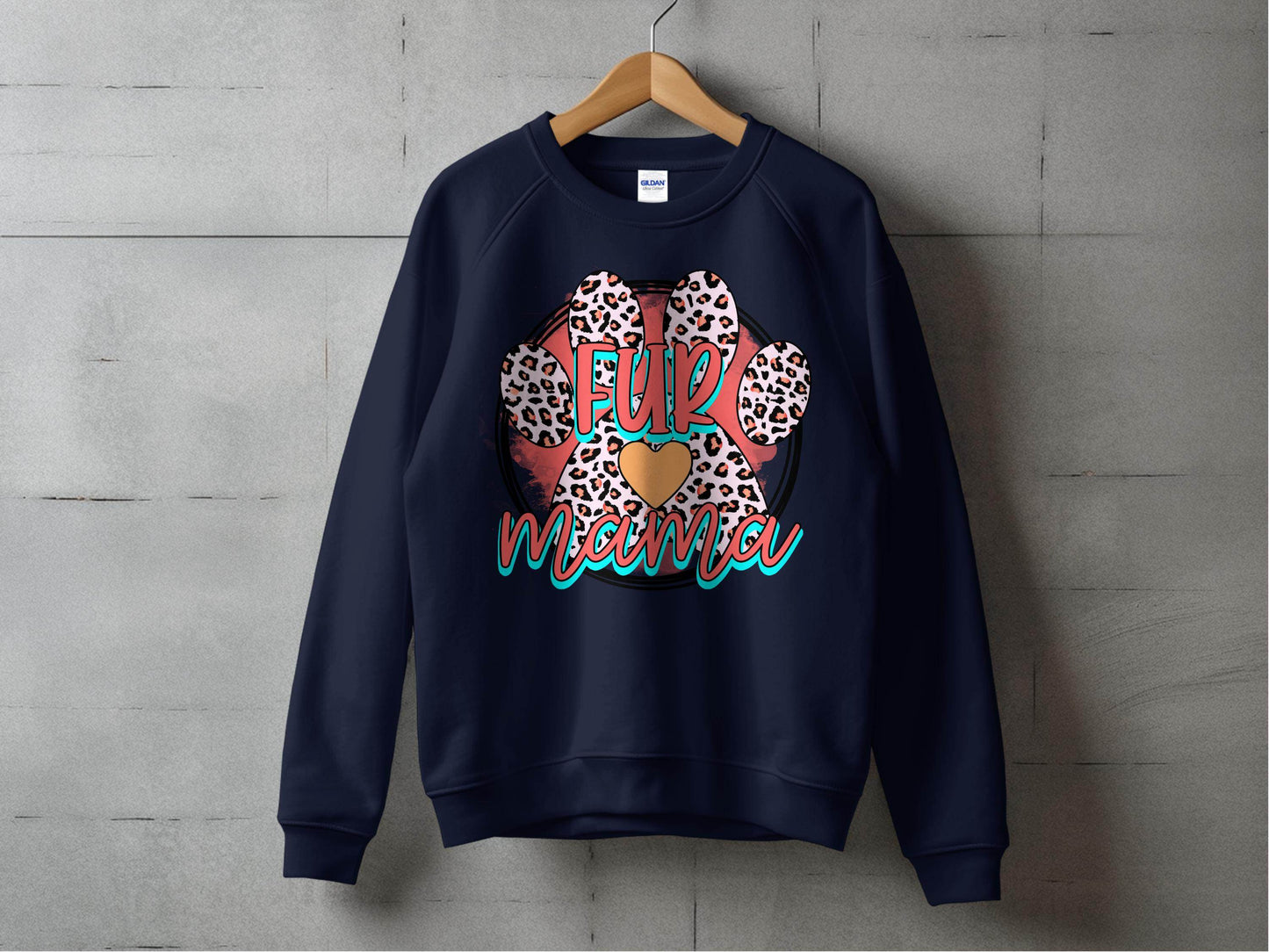 Fur Mama With Leopard Pattern Paw Print Graphic Sweater - Design & Vybe