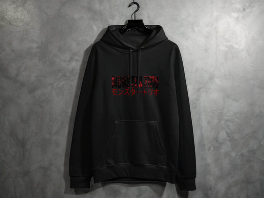Monster Trio Japanese Text Design Fan Apparel Hoodie - Design & Vybe