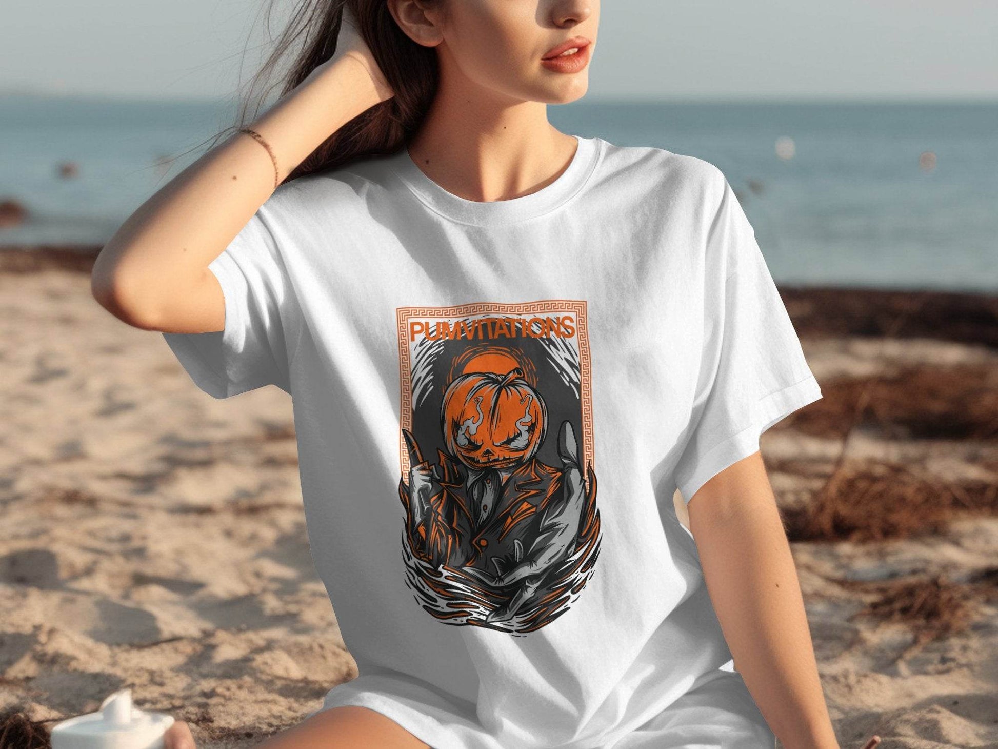 Pumvitations Design for Halloween Pumpkin Man T-Shirt - Design & Vybe