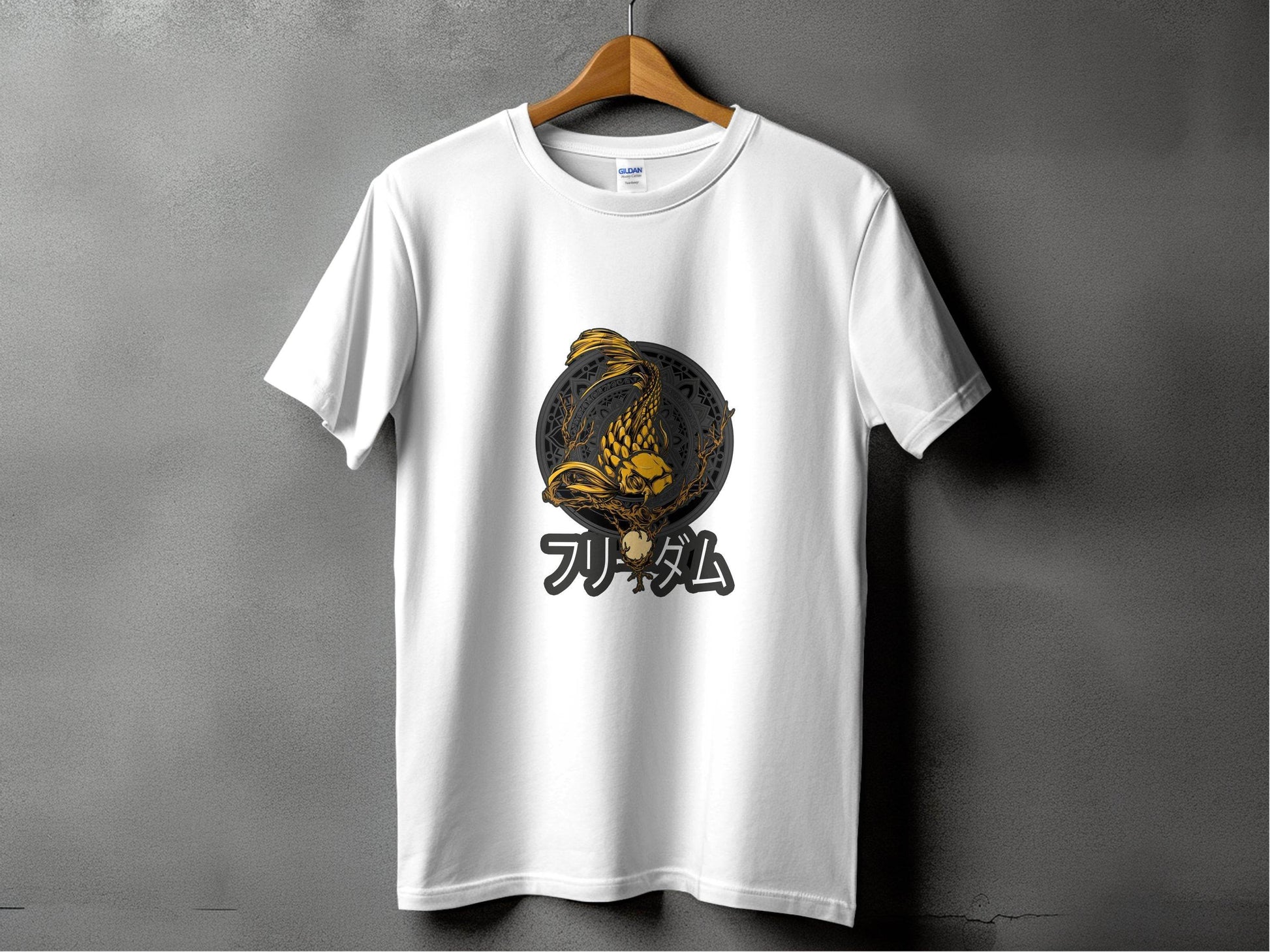 Golden Koi Fish Mandala Japanese Freedom Graphic T-Shirt - Design & Vybe