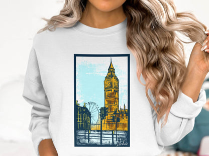 Iconic Big Ben and London Eye Graphic Sweater - Design & Vybe