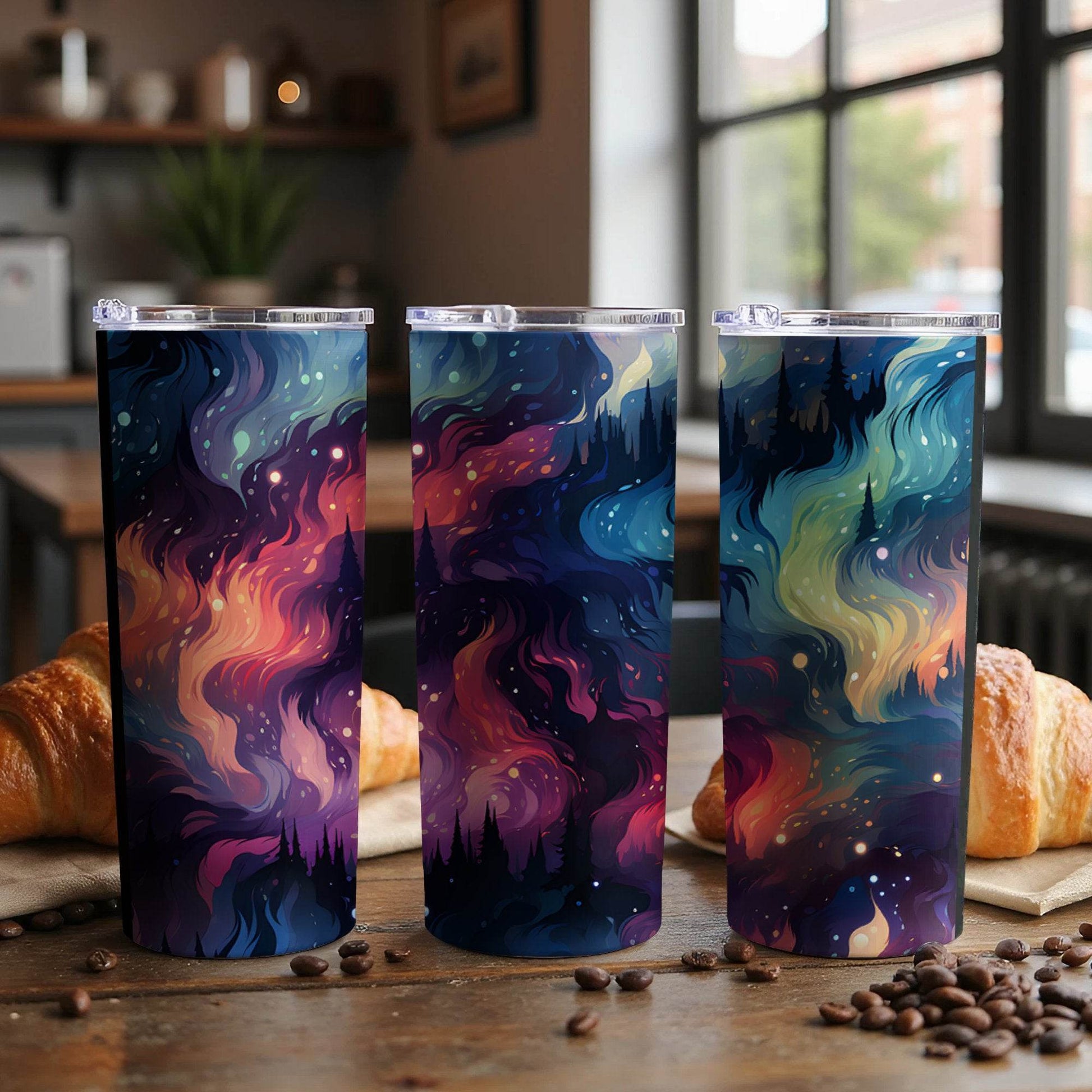 Cosmic Aurora Landscape Design Abstract Style Art Tumbler - Design & Vybe