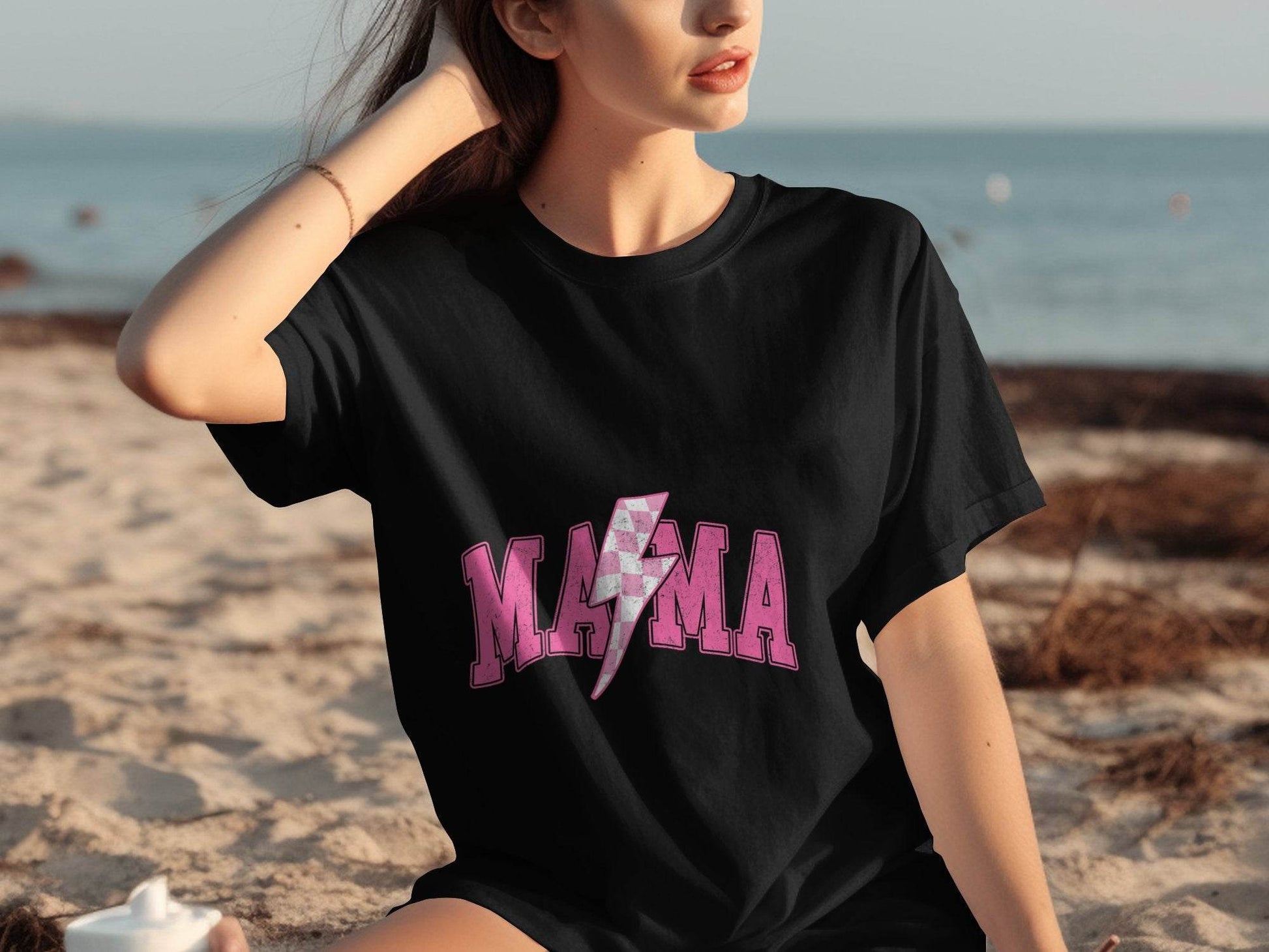 Mama Pink Lightning Bolt Graphic Designs Women T-Shirt - Design & Vybe