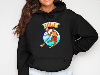 Vibrant Basketball Dunk Graphic Sports Hoodie - Design & Vybe