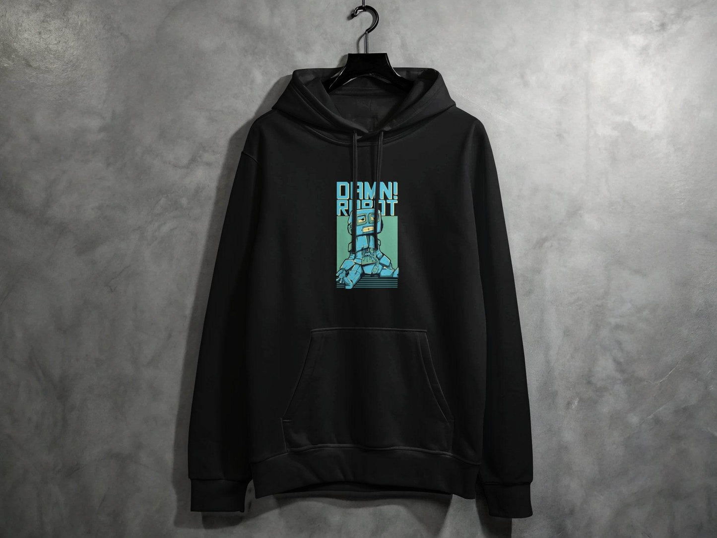 DAMN! Sad Robot Art With Greenish Backdrop Design Hoodie - Design & Vybe