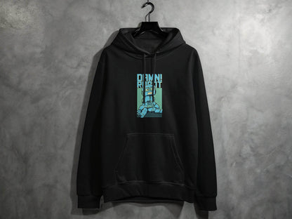 DAMN! Sad Robot Art With Greenish Backdrop Design Hoodie - Design & Vybe