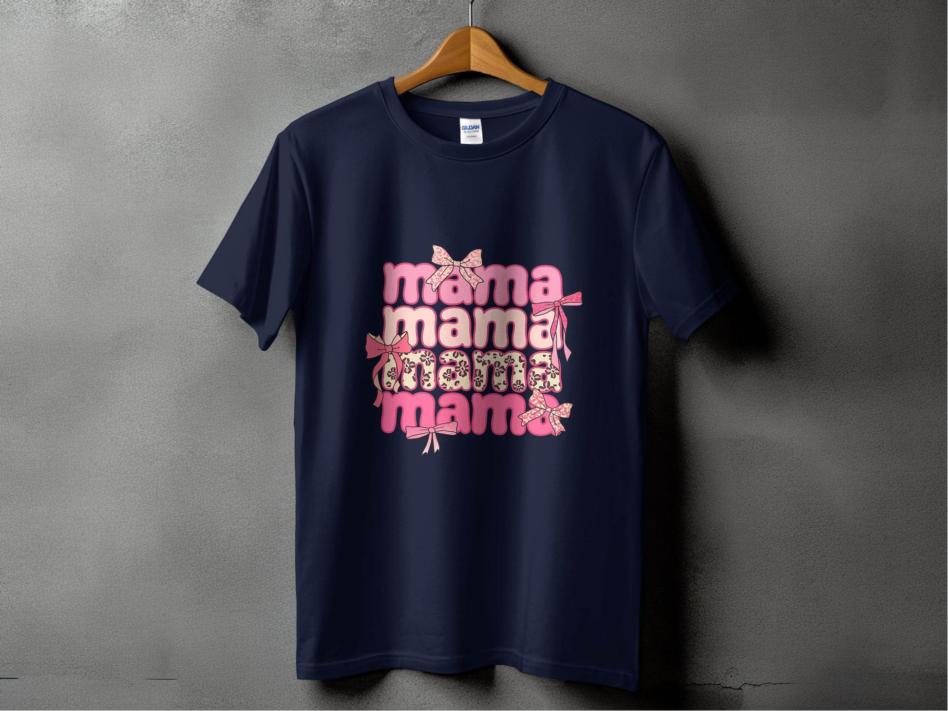 Mama Repeated With Bows Pink Themed Artwork T-Shirt - Design & Vybe