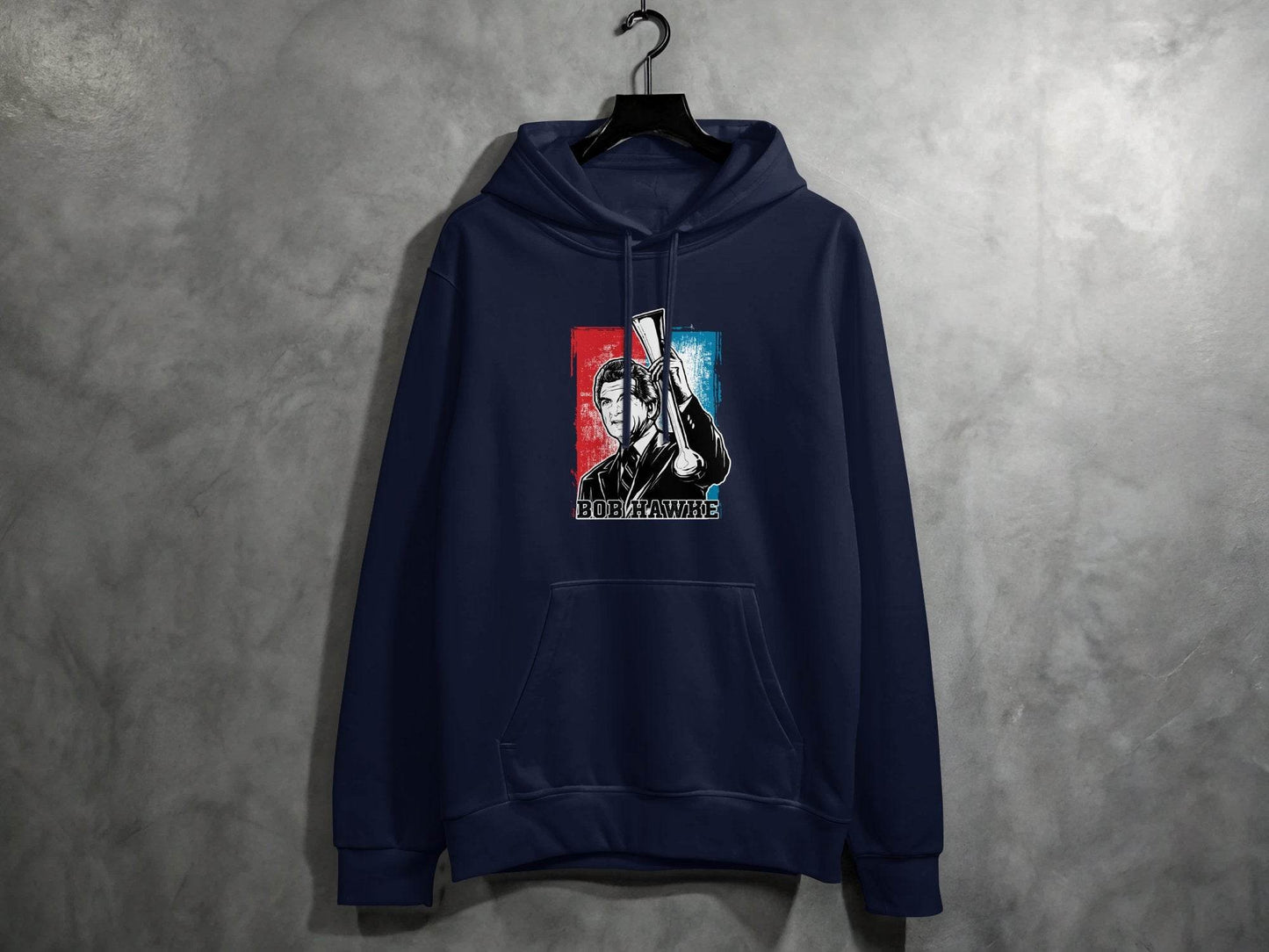 Iconic Bob Hawke Illustration Graphic Print Hoodie - Design & Vybe