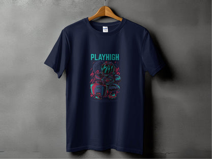 Play High Astronaut Gamer Gaming Illustration T-Shirt - Design & Vybe