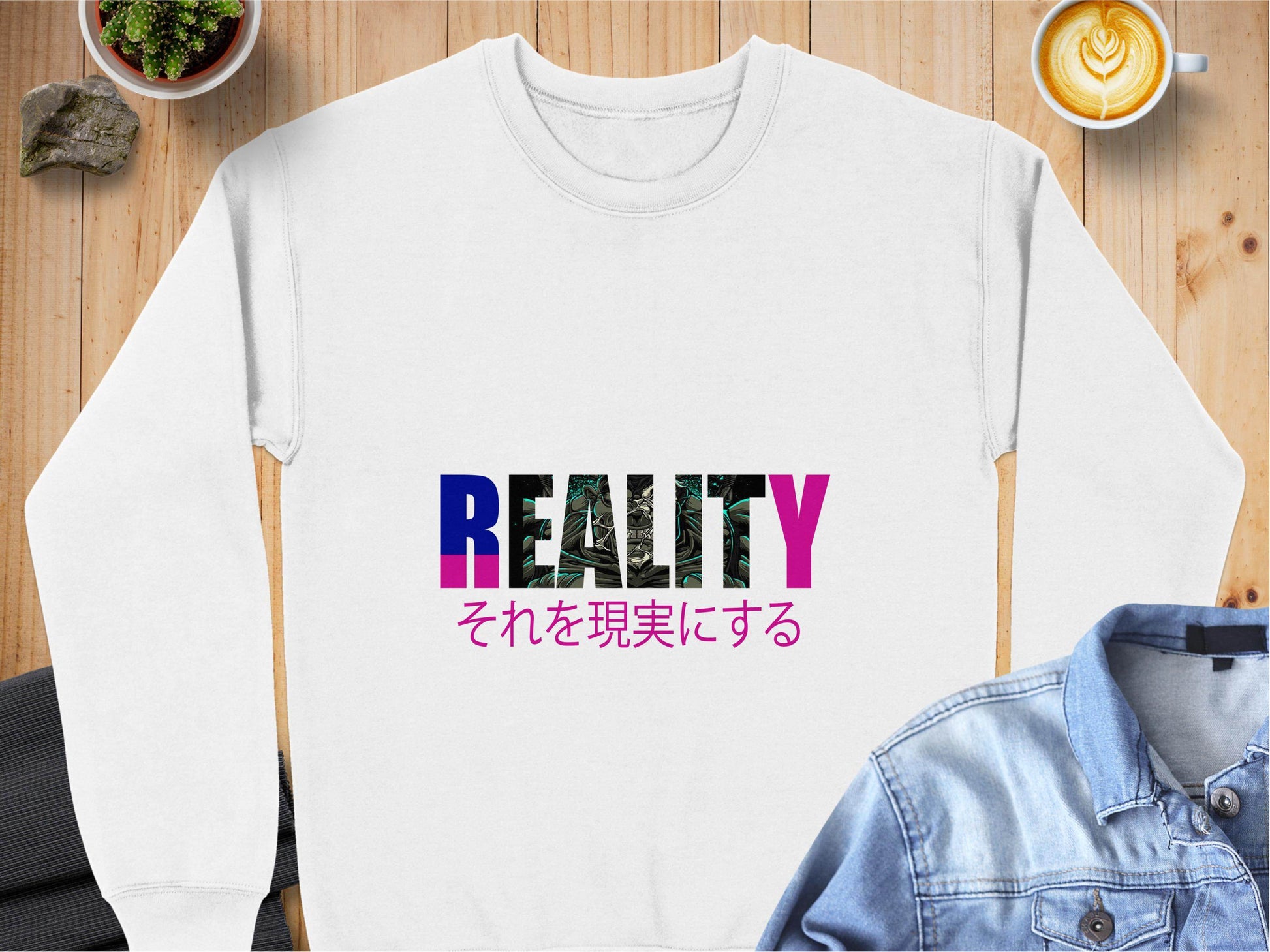 Reality Monster Japanese Phrase Graphic Design Sweater - Design & Vybe