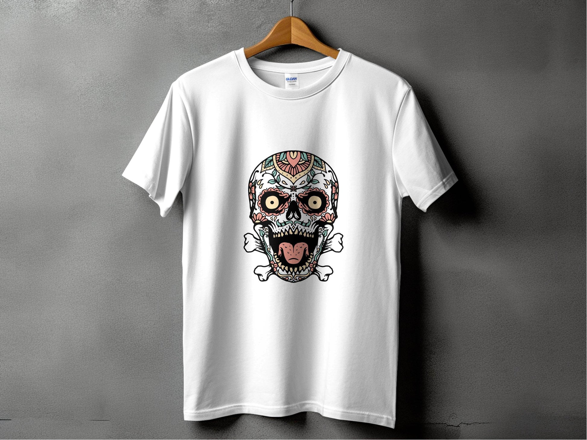 Skull with Floral Pattern on a Bone Design Graphic T-Shirt - Design & Vybe