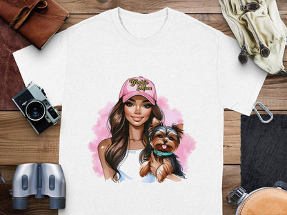 Yorkie Mom Hat with Adorable Dog Illustration T-Shirt - Design & Vybe